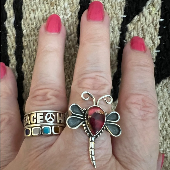 ❤️ Red Dahlia Kingman Turquoise 925 Dragonfly Ring Navajo Southwestern Size 7.75 - Picture 14 of 14